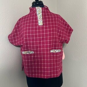Bisby cropped plaid top with floral detail